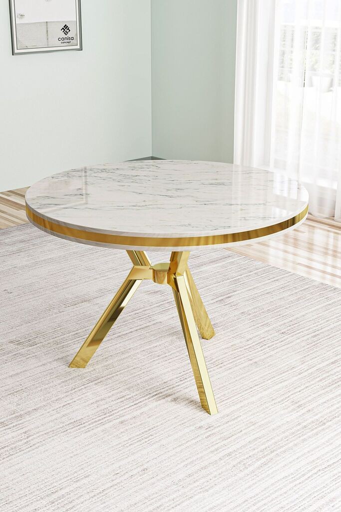 Hanah Home Trpezarijski sto Mos, 90x74x90 cm, Zlatne boje