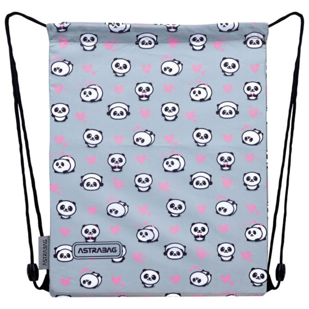 Astrabag Torba za patike za devojčice Panda, 40 x 33 cm, Siva