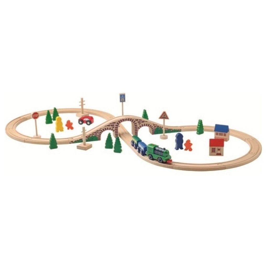 Woody Set drvena igračka vozić i pruga, 40 komada