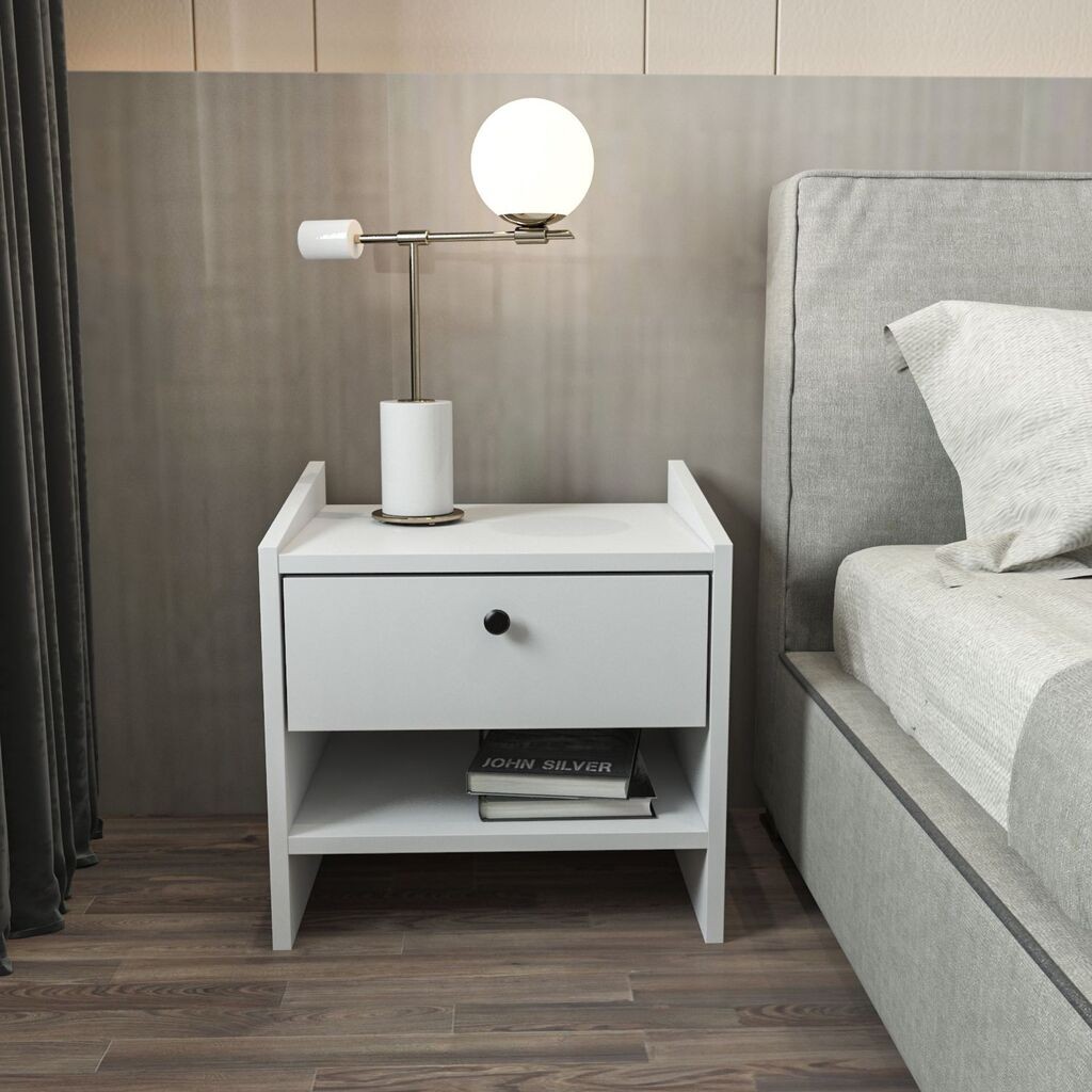 Hanah Home Noćni stočić Berlin, 45x45x35 cm, Beli