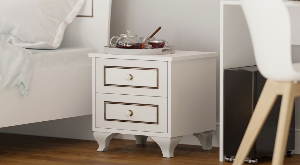 Hanah Home Noćni stočić Rb-103, 45x45x40 cm, Beli