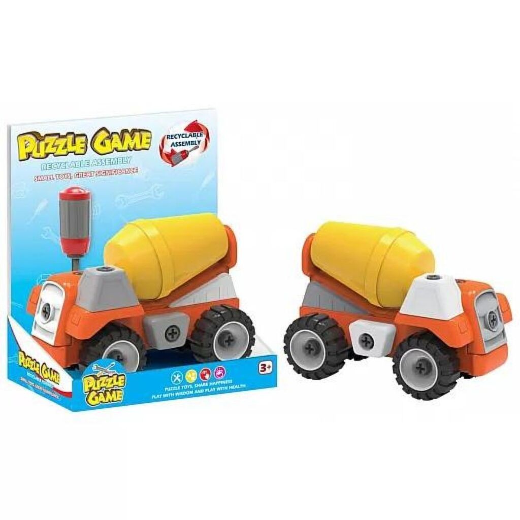 Igračka Kamion-mikser na sklapanje, 10 komada, Narandžasti