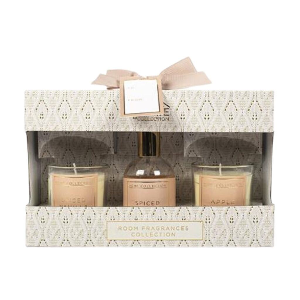 Poklon set Sveća i sprej Jabuka, cimet i vanila