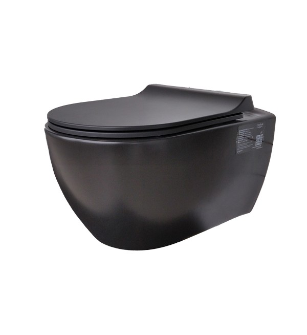 TURKUAZ SERAMIK Konzolna WC šolja CITY sa SS slim daskom, Crna mat