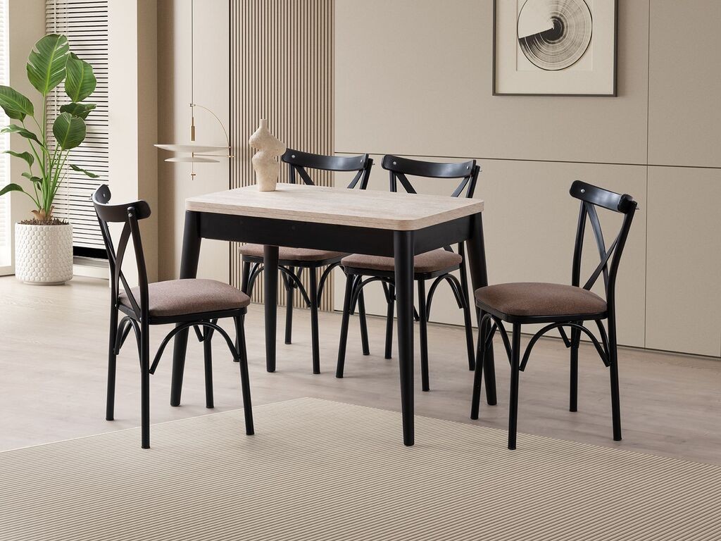 Hanah Home Trpezarijski sto na razlvačenje Dolunay 1286, 100x75x60 cm, Bež