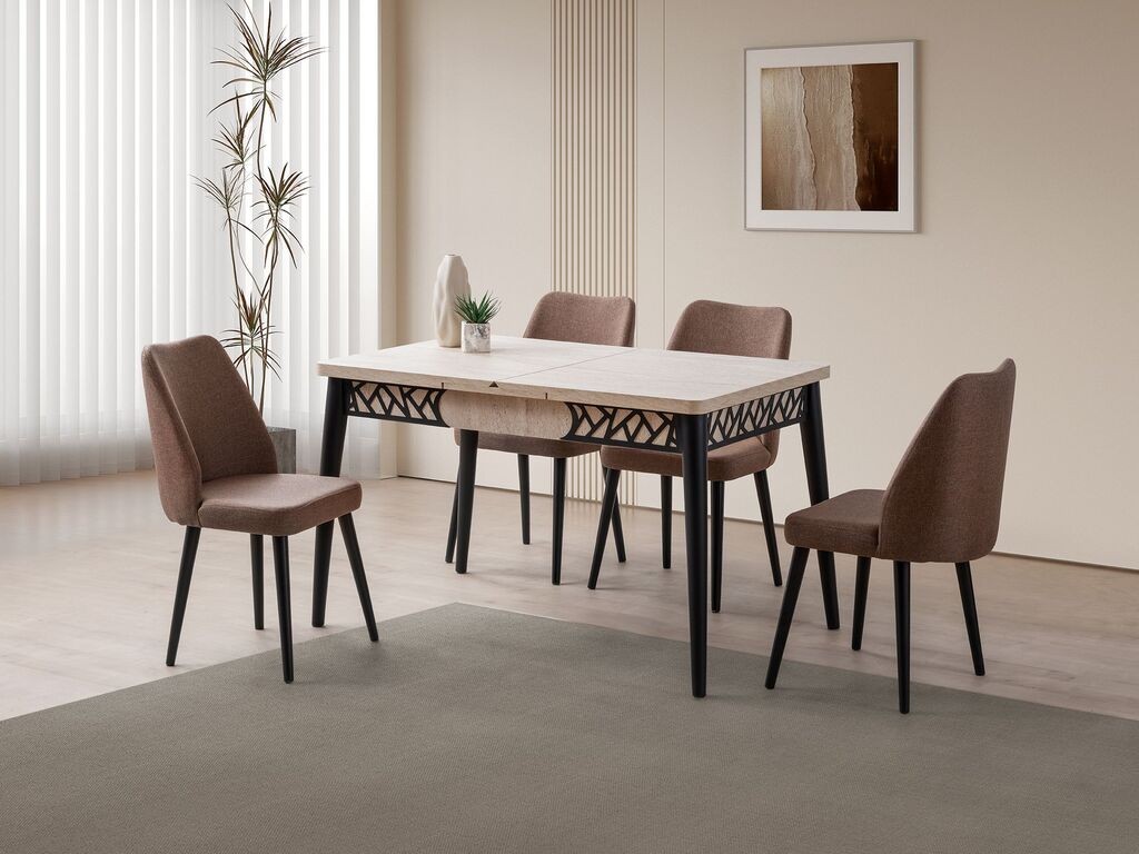 Hanah Home Trpezarijski sto na razlvačenje Mira 1224, 130x75x80 cm, Bež