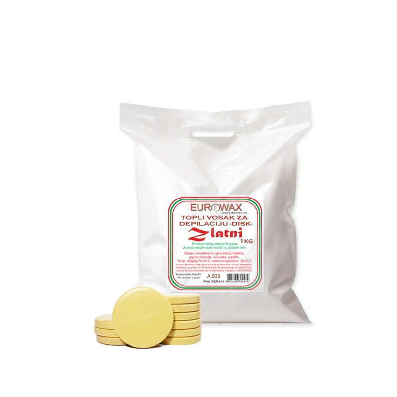 Eurowax Topli vosak za depilaciju, 1kg, Zlatni