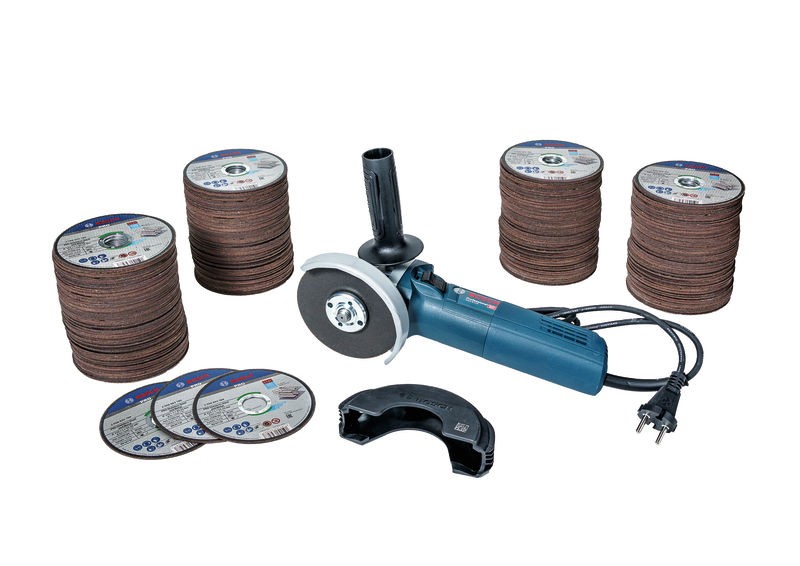 Bosch Ugaona brusilica GWS 9‑115, 900W + Set reznih ploča, 400 komada
