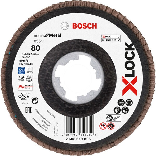 Bosch X-Lock Flap disk X551 2608619805, P80, 125 mm, Ugaoni, 10 komada