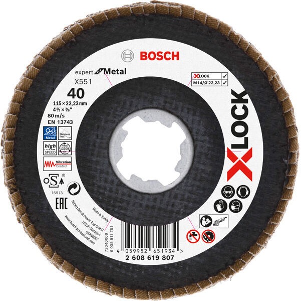 Bosch X-Lock Flap disk X551 2608619807, P40, 115 mm, Ugaoni, 10 komada