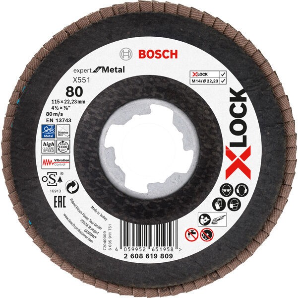 Bosch X-Lock Flap disk X551 2608619809, P80, 115 mm, Ugaoni, 10 komada