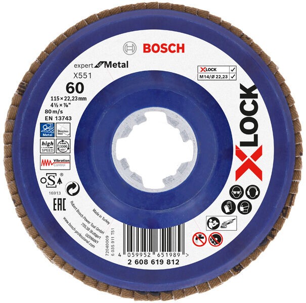 Bosch X-Lock Flap disk X551 2608619812, P60, 115 mm, Ravni, 10 komada