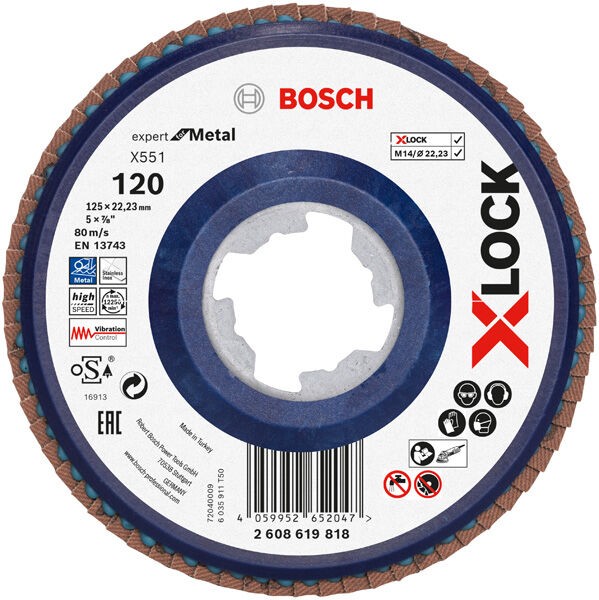 Bosch X-Lock Flap disk X551 2608619818, P120, 125 mm, Ravni, 10 komada