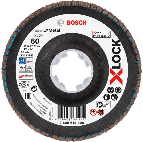 Bosch X-Lock Flap disk X551 2608619808, P60, 115 mm, Ugaoni, 10 komada