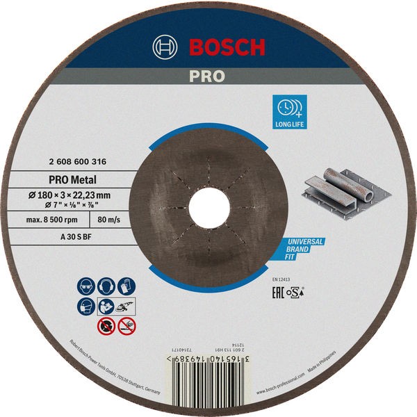 Bosch Rezna ploča Metal PRO 180x3 mm 2608600316, Izvijena, 25 komada