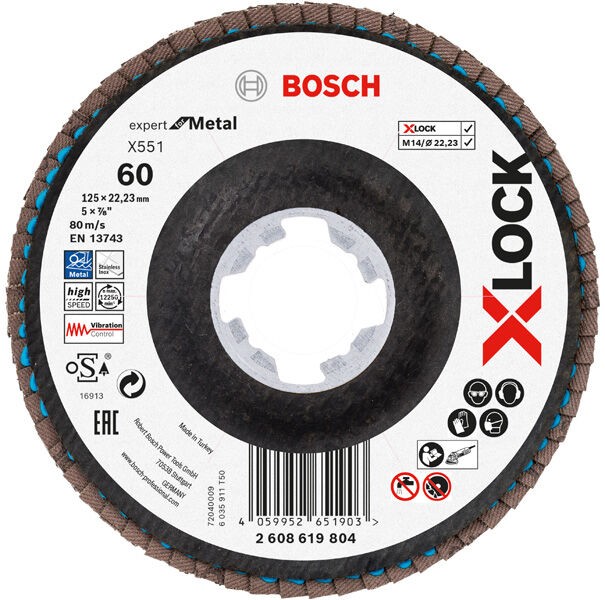 Bosch X-Lock Flap disk X551 2608619804, P60, 125 mm, Ugaoni, 10 komada