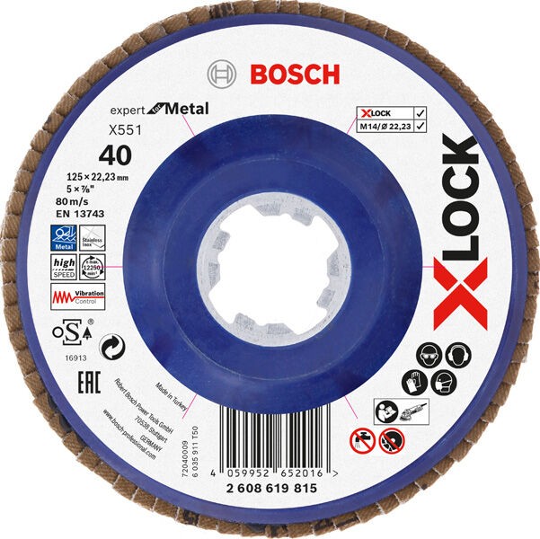 Bosch X-Lock Flap disk X551 2608619815, P40, 125 mm, Ravni, 10 komada