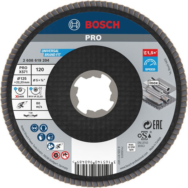 Bosch PRO X571 X-Lock flap disk 2608619204, G120, 125 mm, 10 komada