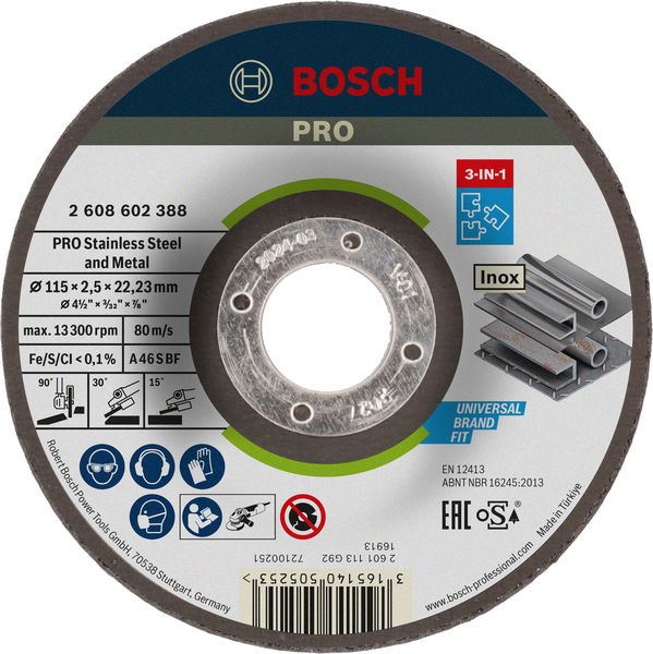 Bosch Ploča 3u1 PRO Stainlesss 115x2.5 mm 2608602388