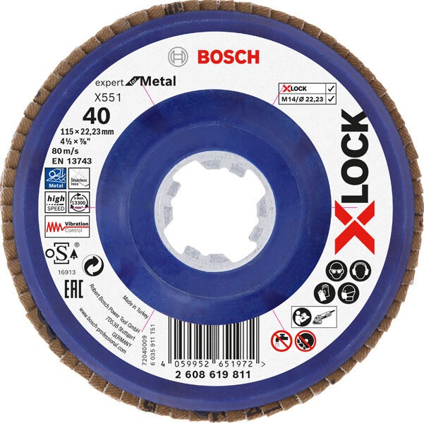 Bosch X-Lock Flap disk X551 2608619811, P40, 115 mm, Ravni, 10 komada
