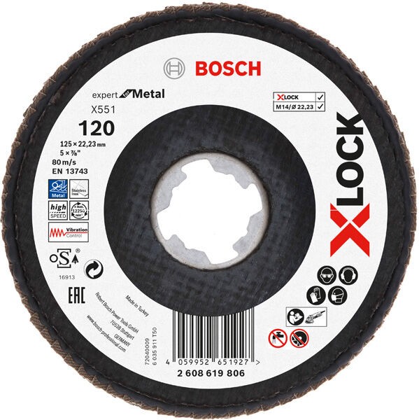 Bosch X-Lock Flap disk X551 2608619806, P120, 125 mm, Ugaoni, 10 komada