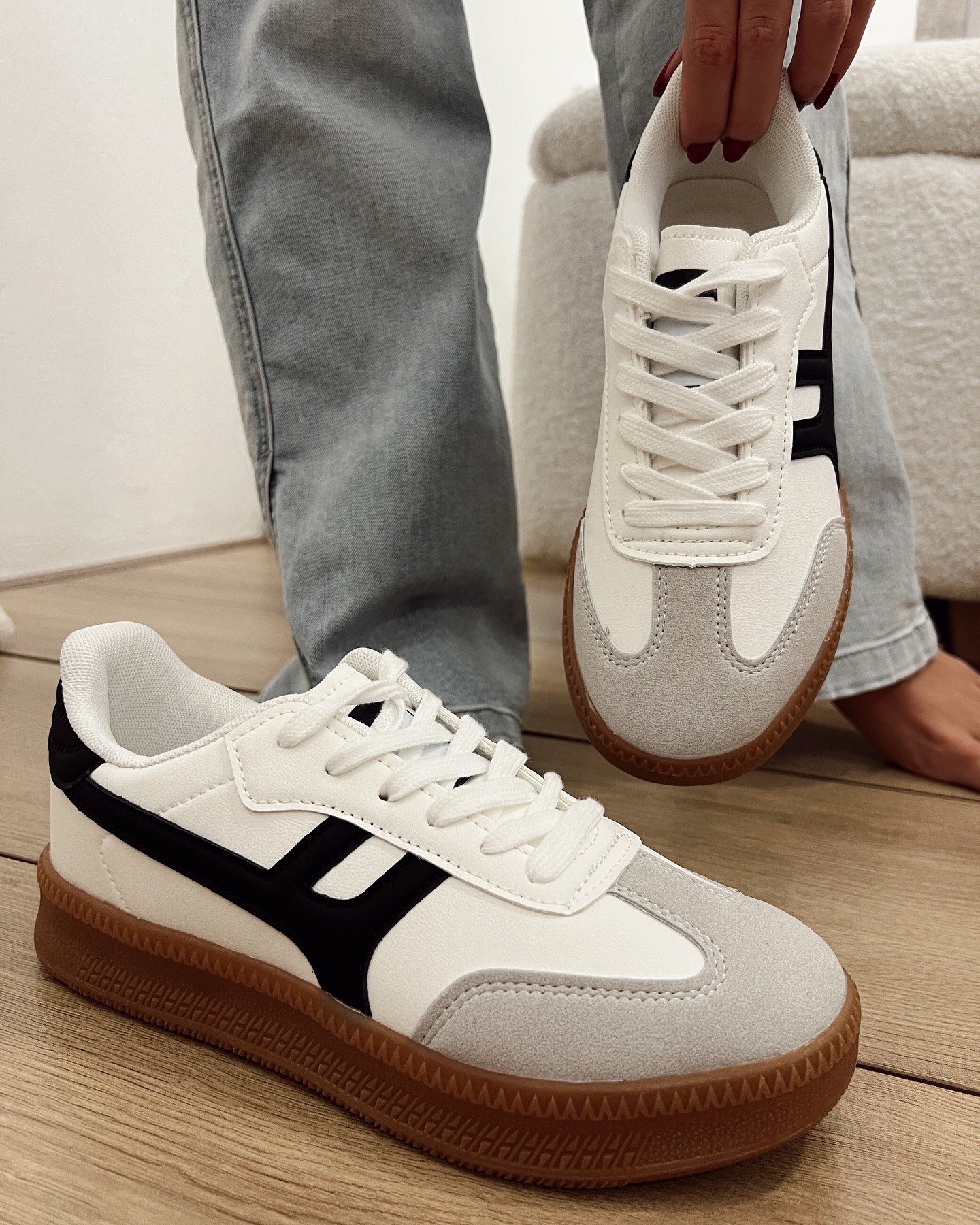 HOP HOP SHOP Ženske patike E833, Crno-Sivo-Bele