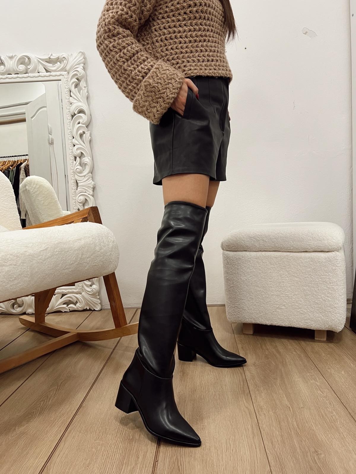 HOP HOP SHOP Ženske čizme E830, Crne