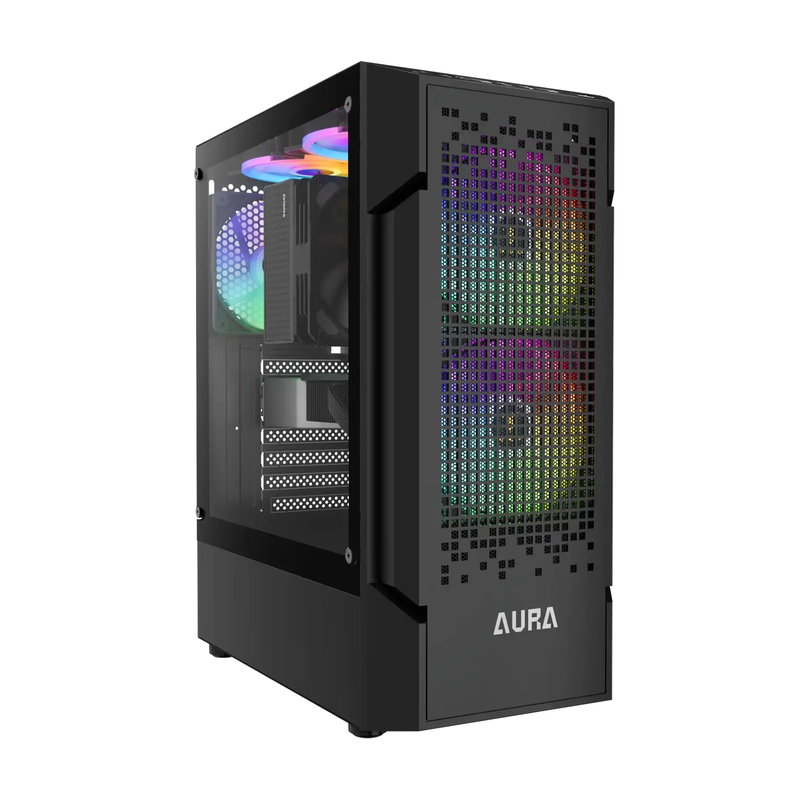 GAMDIAS Kućište Aura GC7 ARGB, Mid-Tower, Kaljeno staklo, Crno