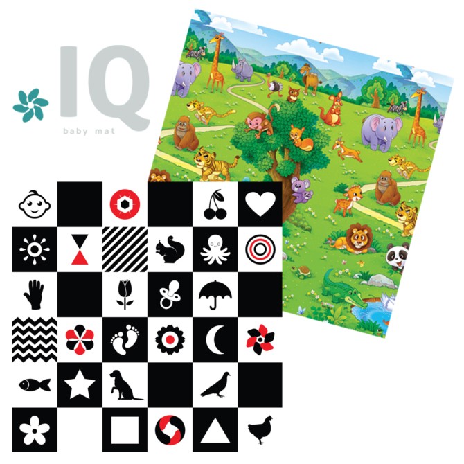 IQ Kontrastna sklopiva podloga s obšivenim ivicama Kontrasti + Zoo vrt 150x200x1cm