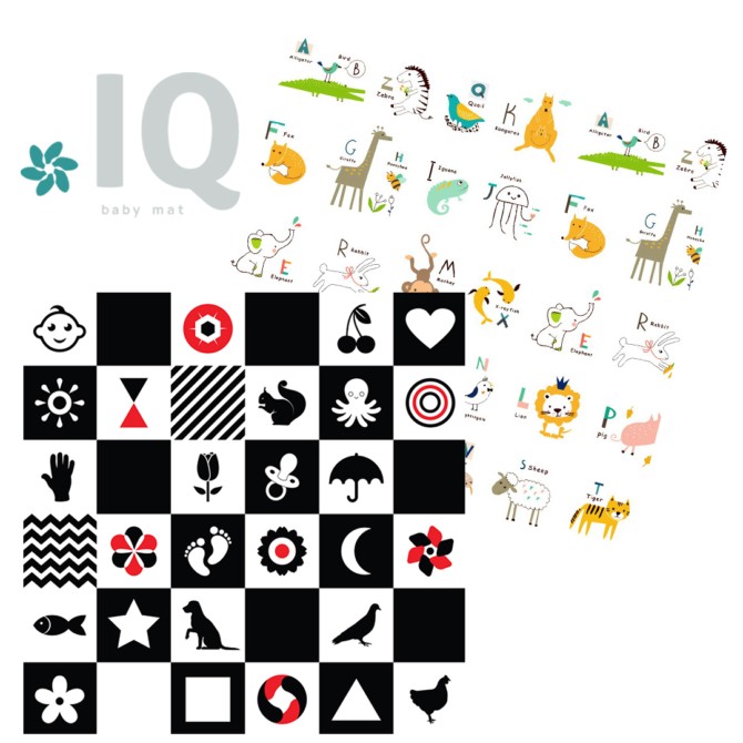 IQ Kontrastna sklopiva podloga s obšivenim ivicama Kontrasti + Nova ABCeda, 150x150x1cm