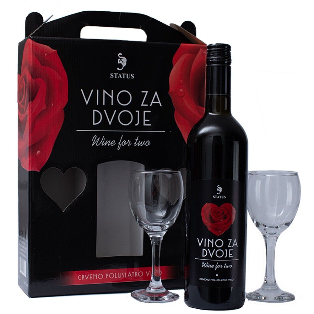 Status Set Crveno vino za dvoje + dve čaše, 0.75l