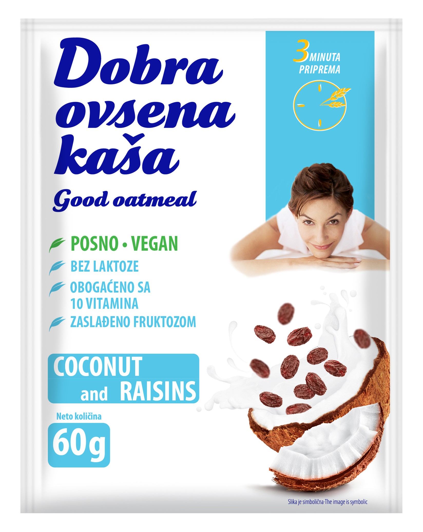 Dobra ovsena kaša Kokos i suvo grožđe, 60g