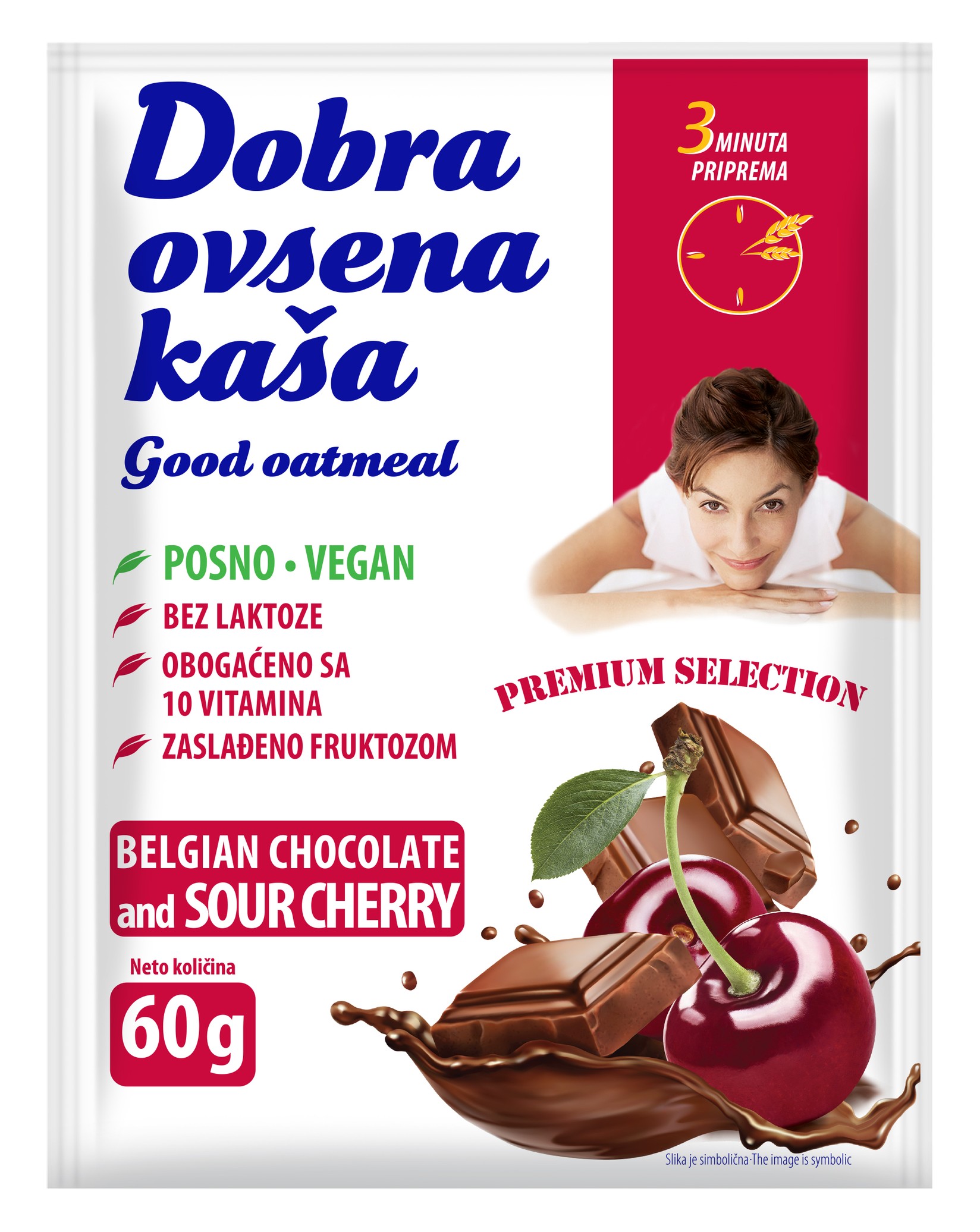 Dobra ovsena kaša Čokolada i kisela višnja, 60g
