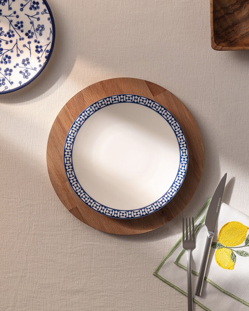 Madame Coco Desertni tanjir Rêve Bleu, 19cm, Belo - plavi