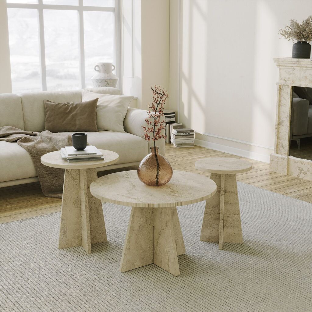 Hanah Home Set klub stolova Mushroom 2, 3 komada, Bež