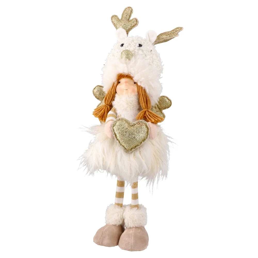 FESTA Novogodišnja figura Devojčica Cupid, 55cm, Bela