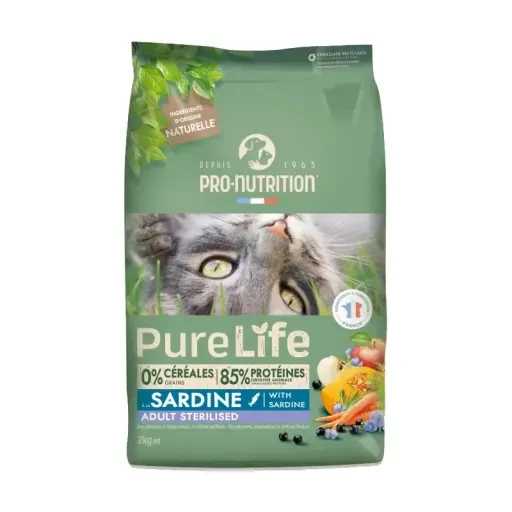 PRO-NUTRITION Suva hrana za mačke Pure Life Adult Sterilised, Sardina, 2kg