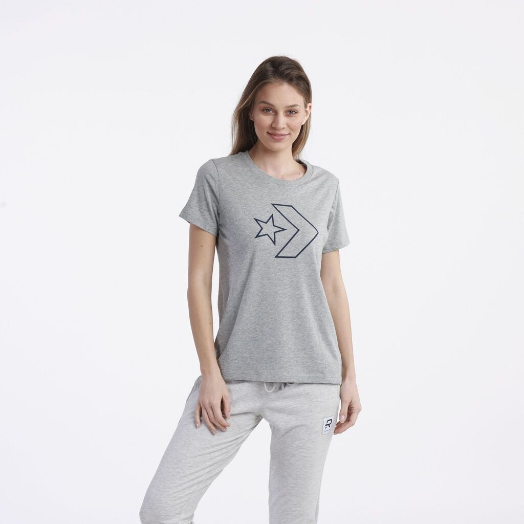 Converse Ženska majica kratkih rukava Core Star Chevron Crew Tee, Siva