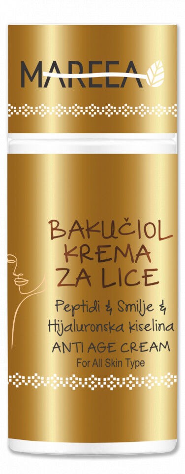 Mareea Anti-Age krema za lice sa smiljem, bakučilom, peptidima i hijaluronskom kiselnom Bakučiol, 50 ml