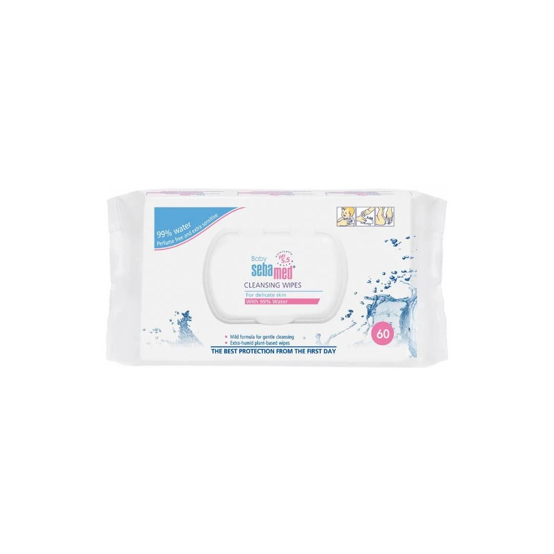 SEBAMED Vlažne maramice za bebe, 99% Voda, 60 komada