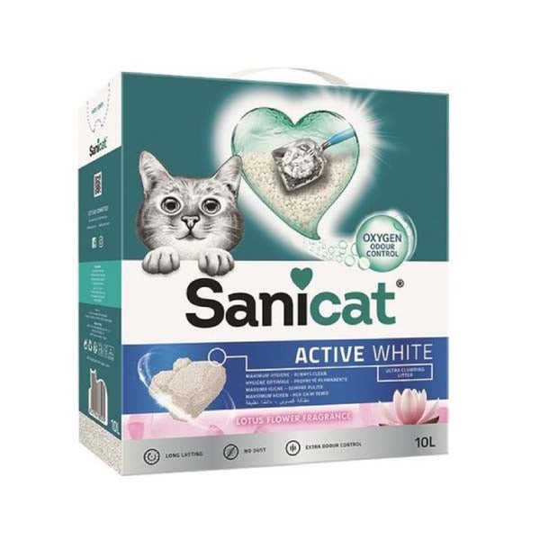 SANICAT Grudvajući posip za mačke Active White Lotos 10l