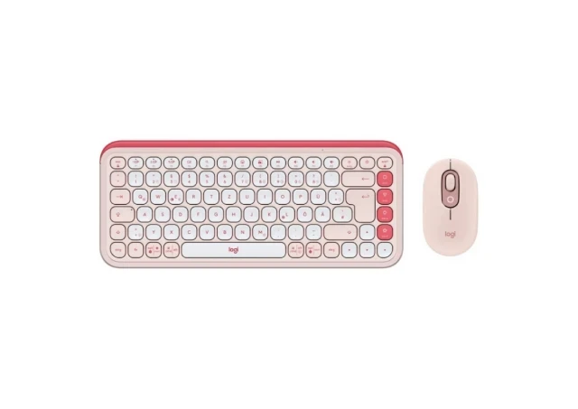 LOGITECH Set bežična tastatura i miš POP Icon Combo US, Engleski (US, Roze