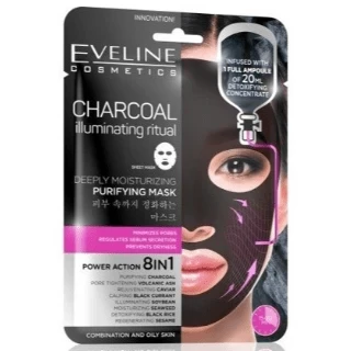Eveline Maska za lice 8u1 Charcoal, 20ml