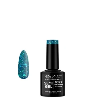Elixir Gel lak za nokte 1097 Glitter Fountain, 8ml, Plavi