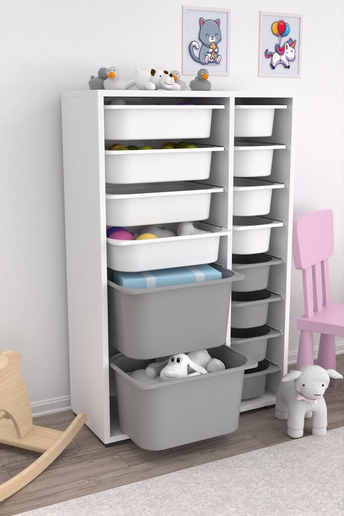 Hanah Home Višenamenska komoda Rine 2D4K8U, 69.5 x109 x30 cm, Sivo-bela