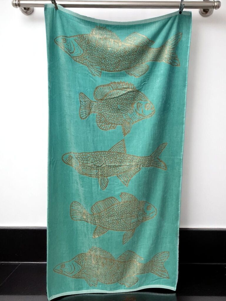 Viktorija Plažni peškir Fish, 90x174cm, Tirkizni