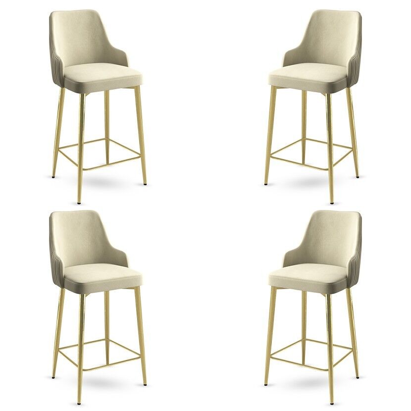 Hanah Home Set barskih stolica Enox, 4 komada, Krem-zlatni
