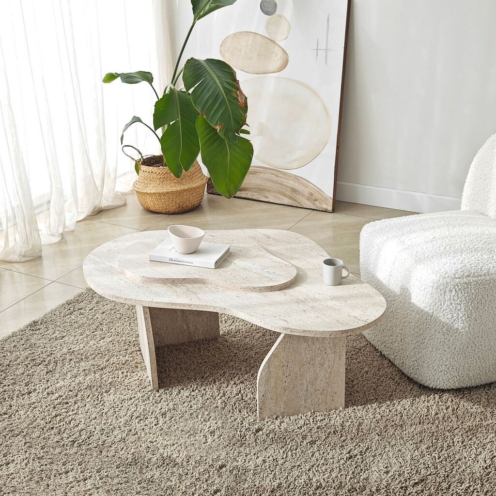 Hanah Home Klub sto Melted, 105x35x65 cm, Krem