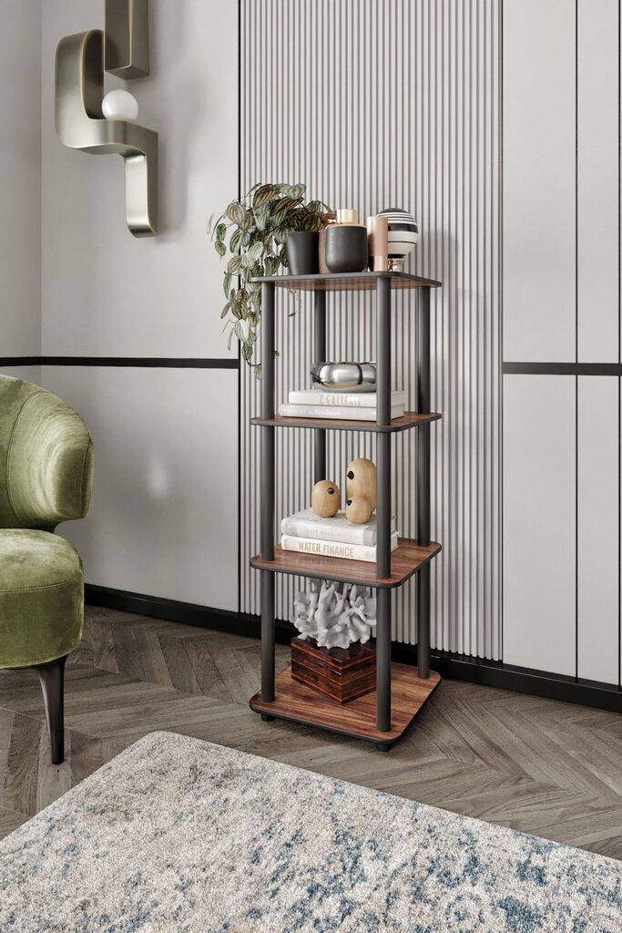 Hanah Home Polica za knjige Bookcase 4 Tiers Square, Orah