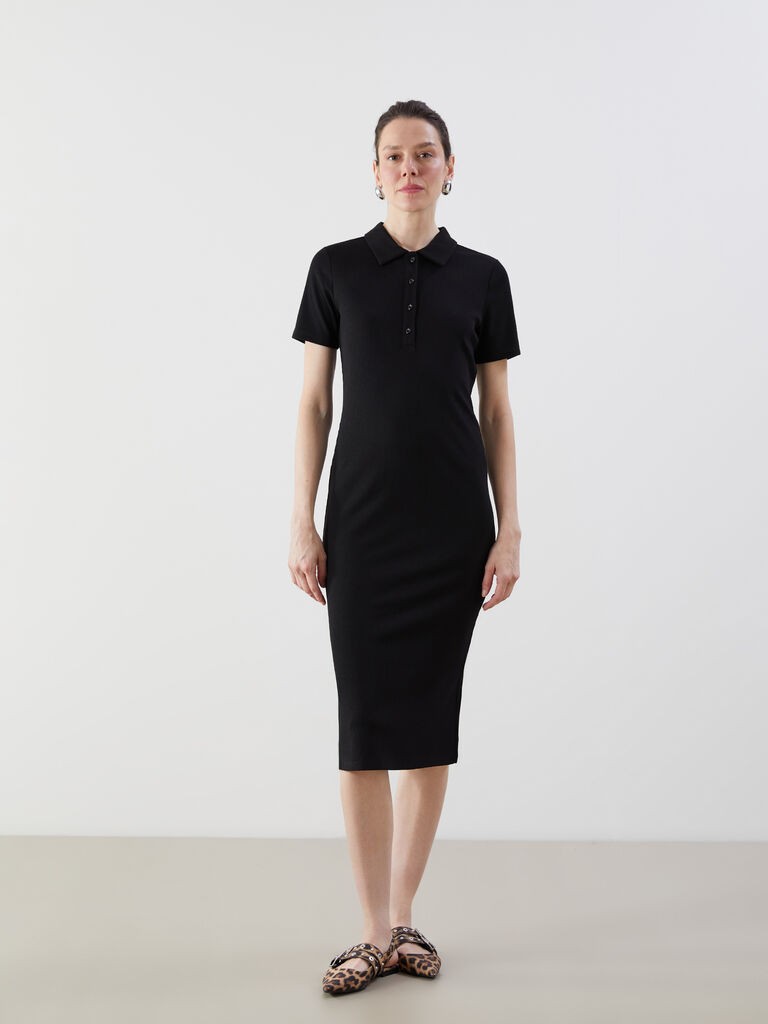 LC Waikiki Ženska midi haljina W50246Z8-CVL, Crna